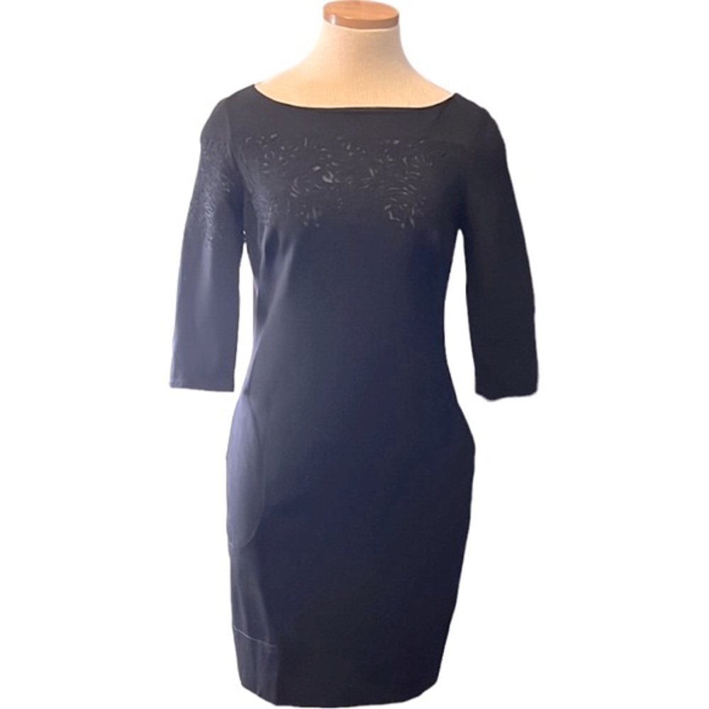 Betsey Johnson Cut Out Pattern Mesh Mini Dress, Black, size 2